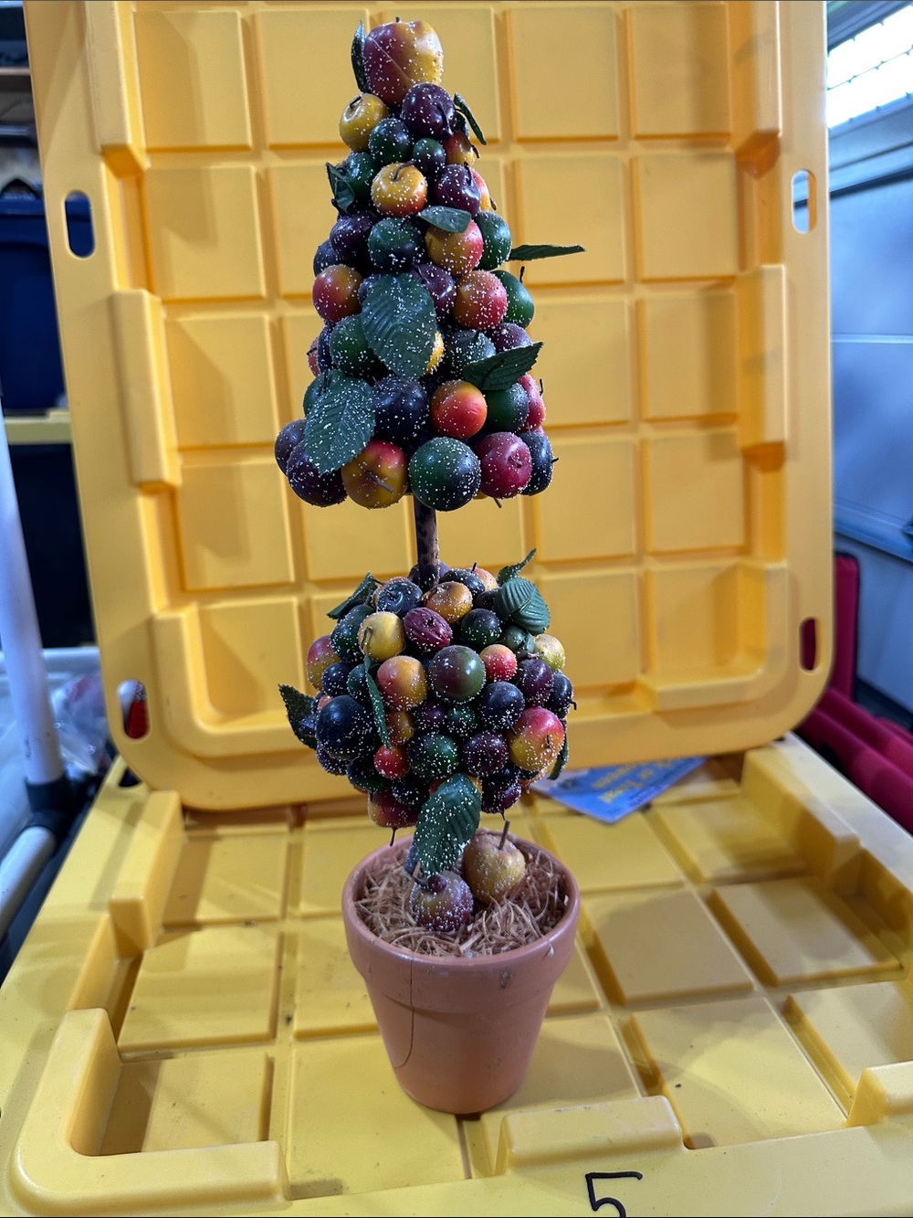 Vintage artificial sugared fruit topiary tree